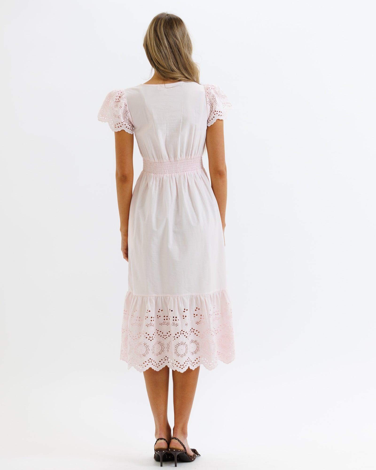 Eiffel Eyelet Dress | A-Line Midi Dress with Pockets