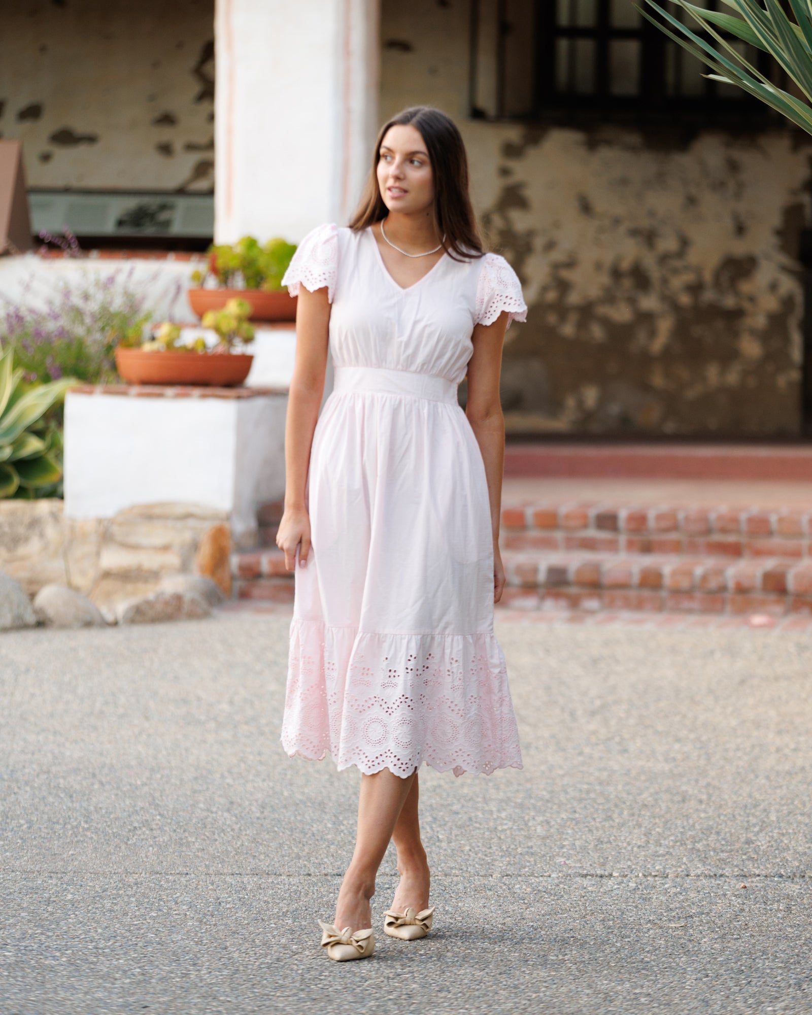 Eiffel Eyelet Dress | A-Line Midi Dress with Pockets