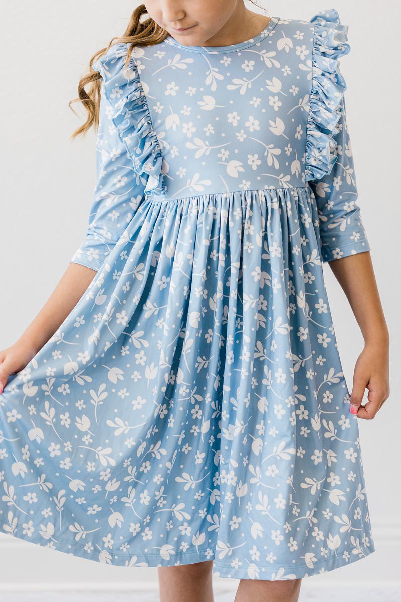 Bluebell 3/4 Sleeve Ruffle Twirl Dress | Girls 6M–10