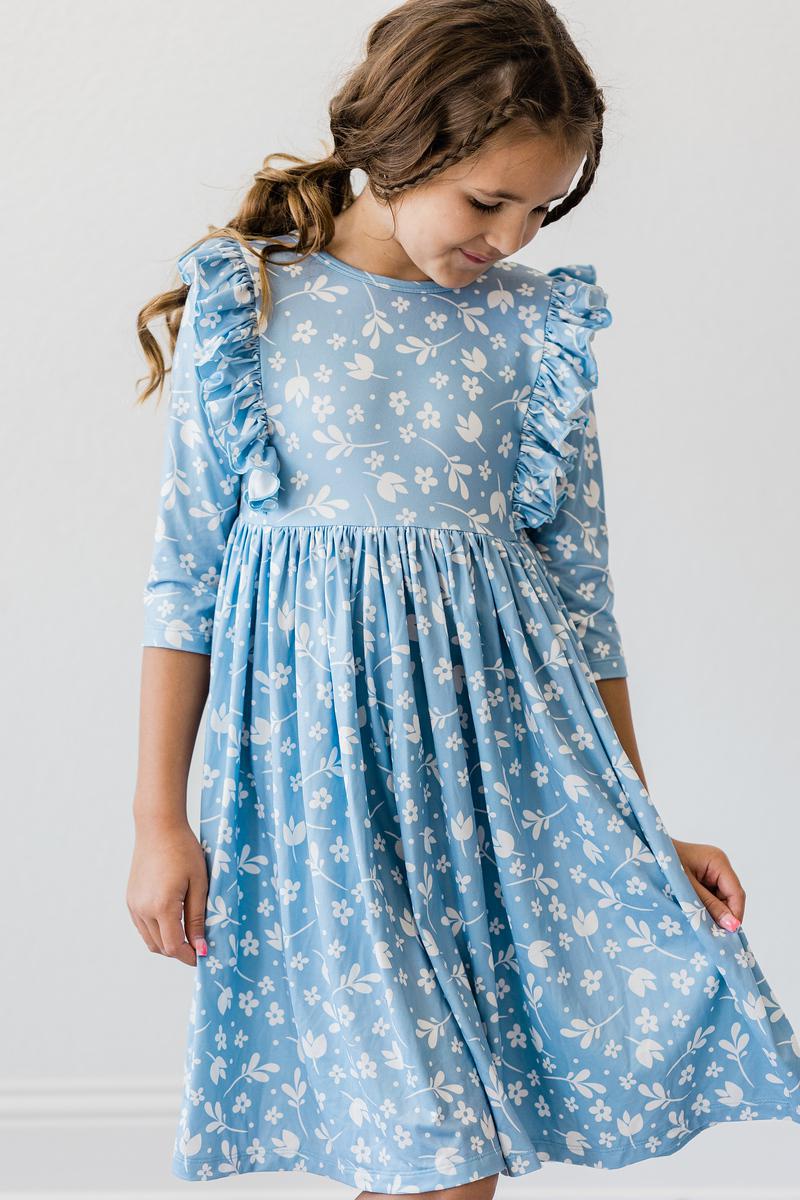 Bluebell 3/4 Sleeve Ruffle Twirl Dress | Girls 6M–10