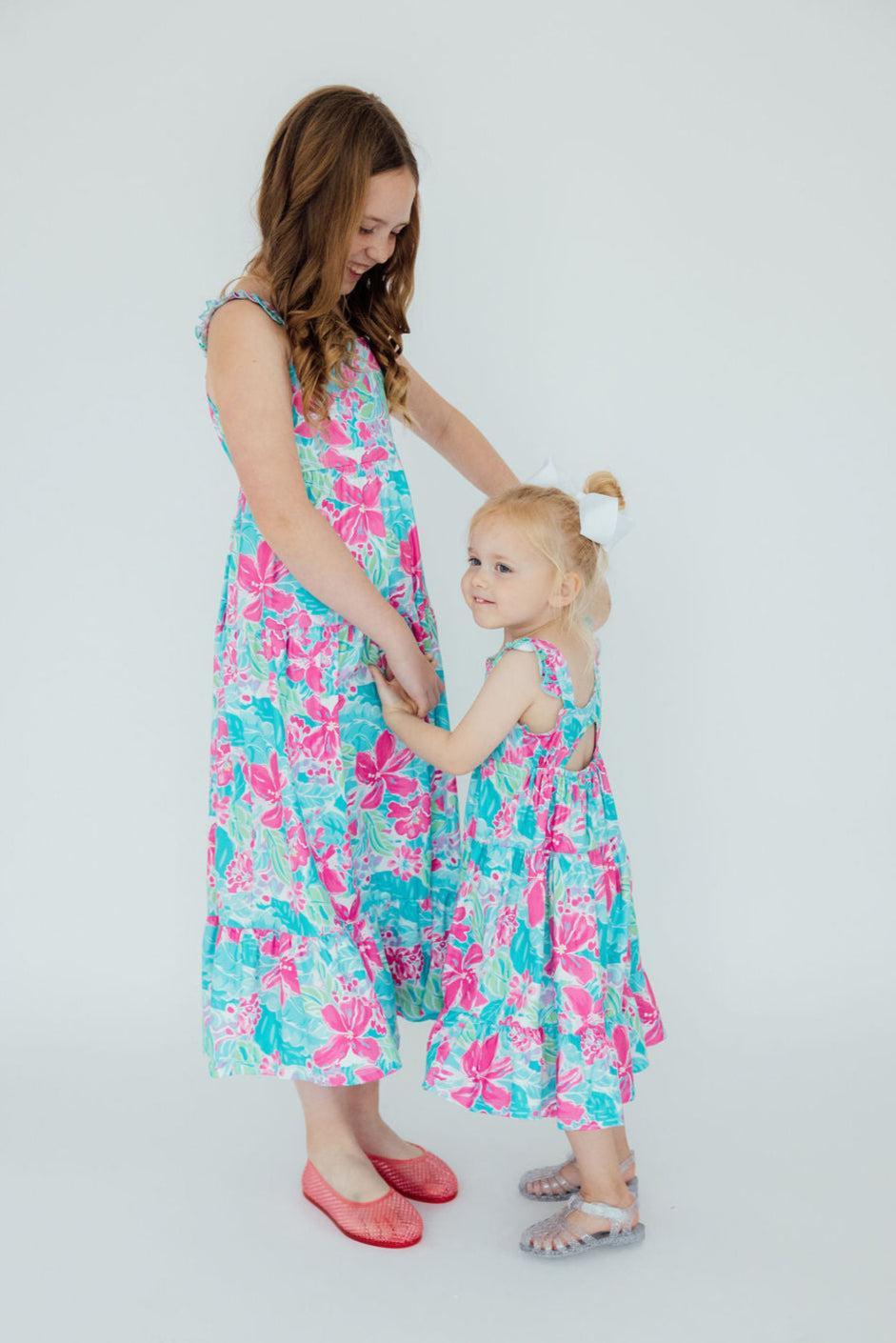 Tropical Punch Ruffle Maxi Dress | Girls Sizes 2T–12