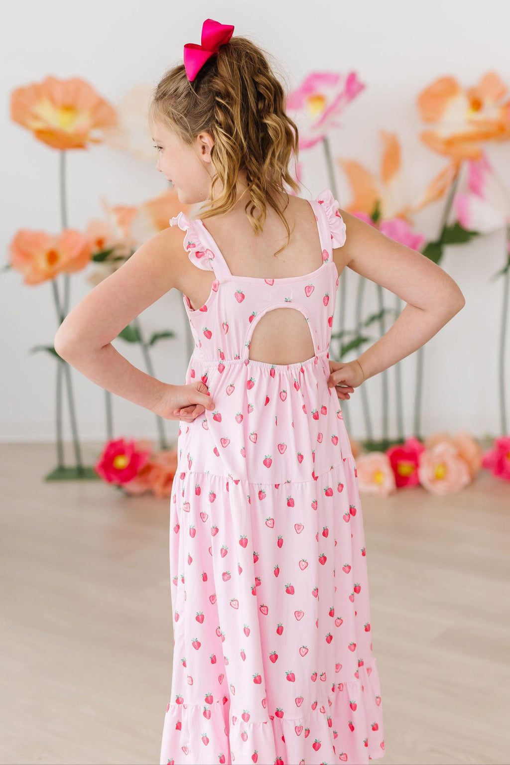 Sweet Strawberries Ruffle Maxi Dress | Girls Sizes 2T–12