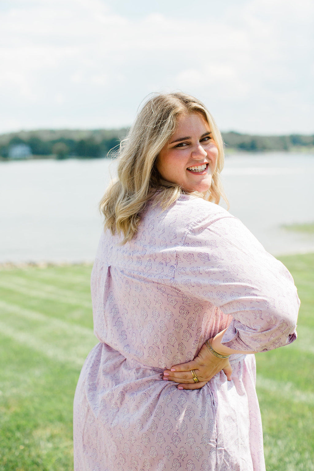 The Christine Shirt Dress in Lavender Taffy | Button-Up Midi Dress with Pockets