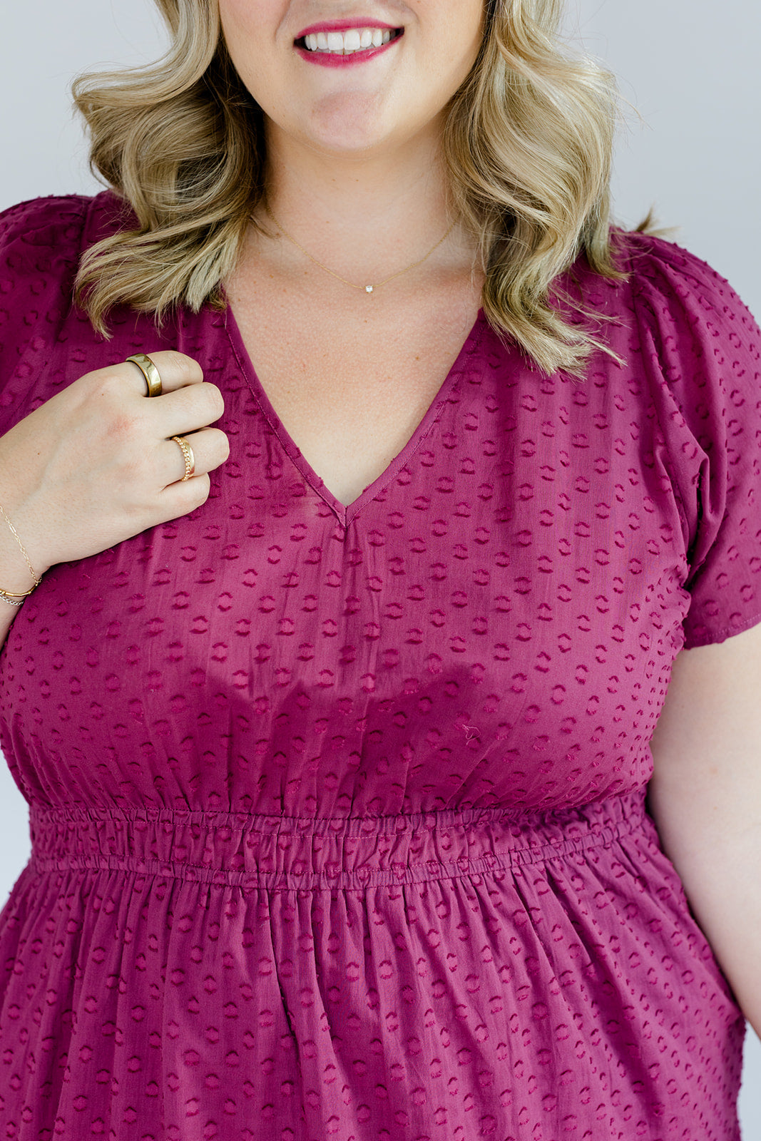 The Sarah Maxi Dress in Sugar Plum Dobby | Puff Sleeve Maxi with Pockets