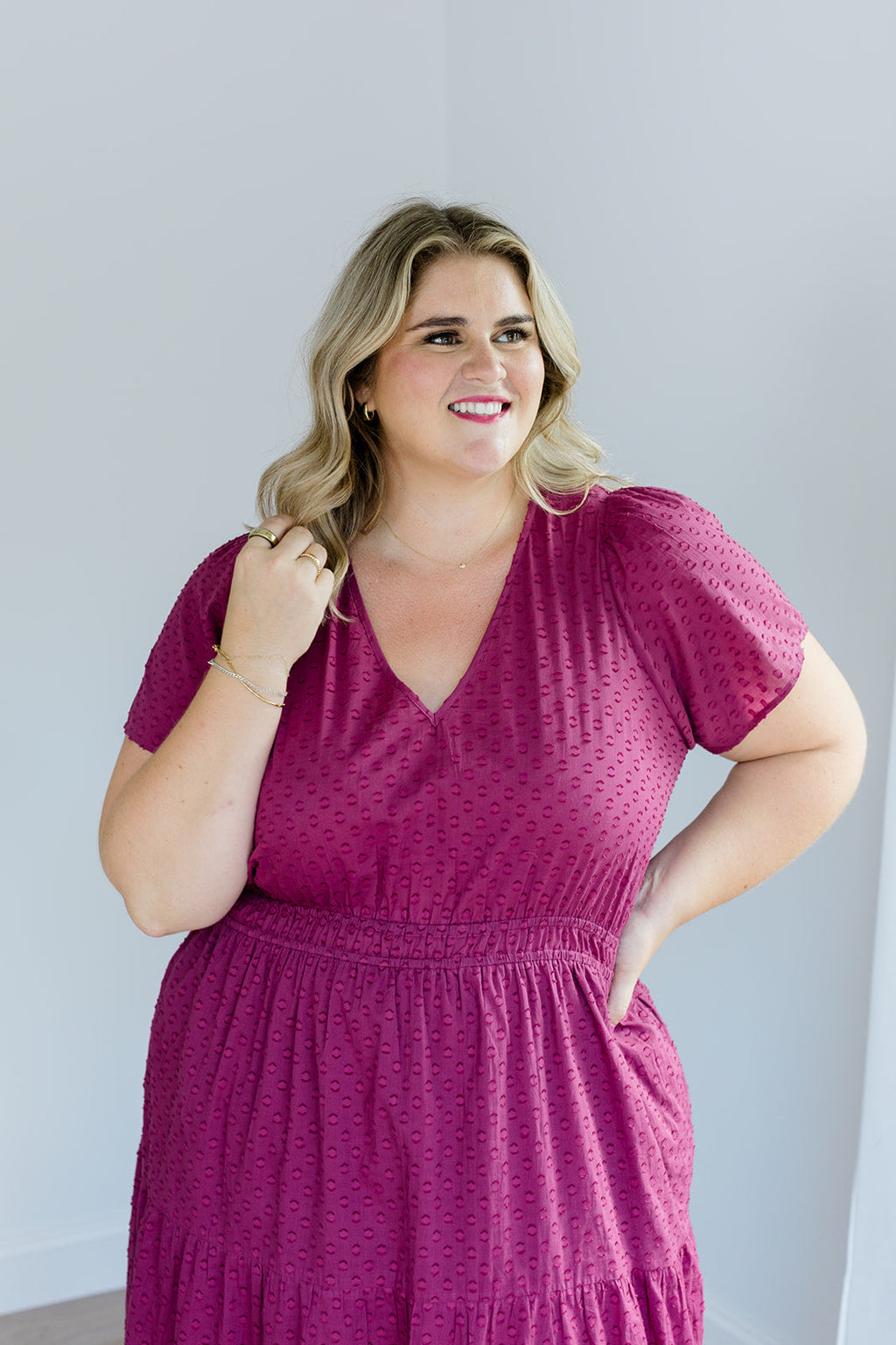 The Sarah Maxi Dress in Sugar Plum Dobby | Puff Sleeve Maxi with Pockets