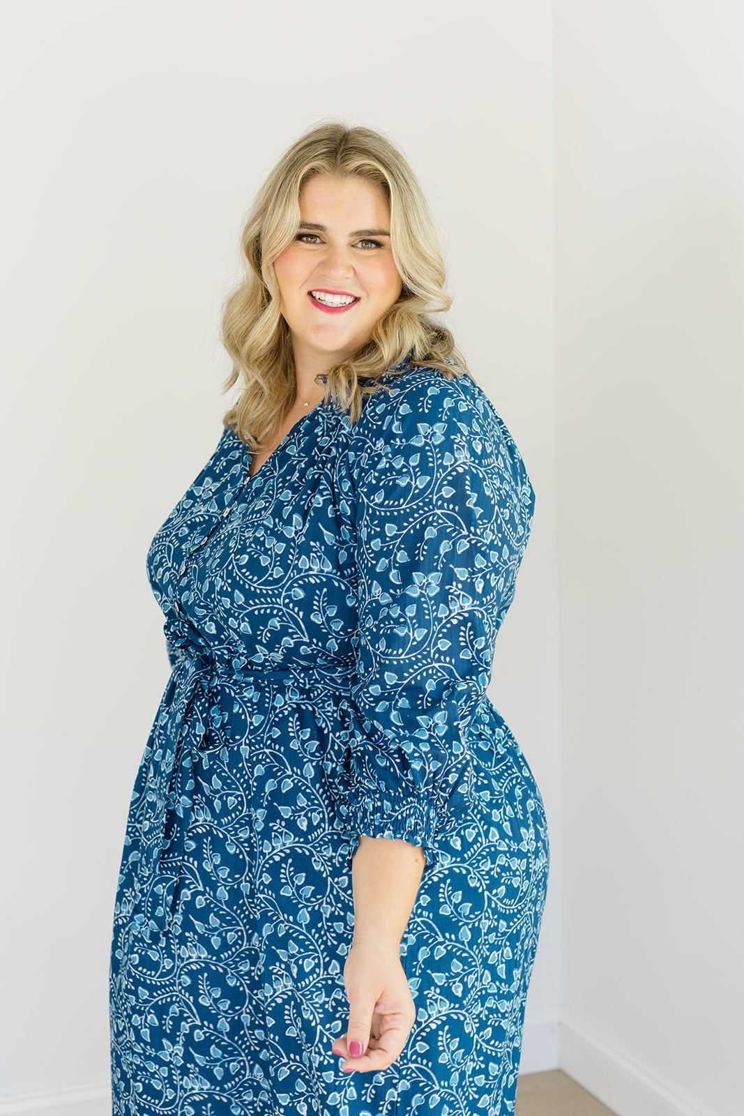 The Savana Midi Dress in Winter Blossom | Button-Up Floral Midi with Pockets