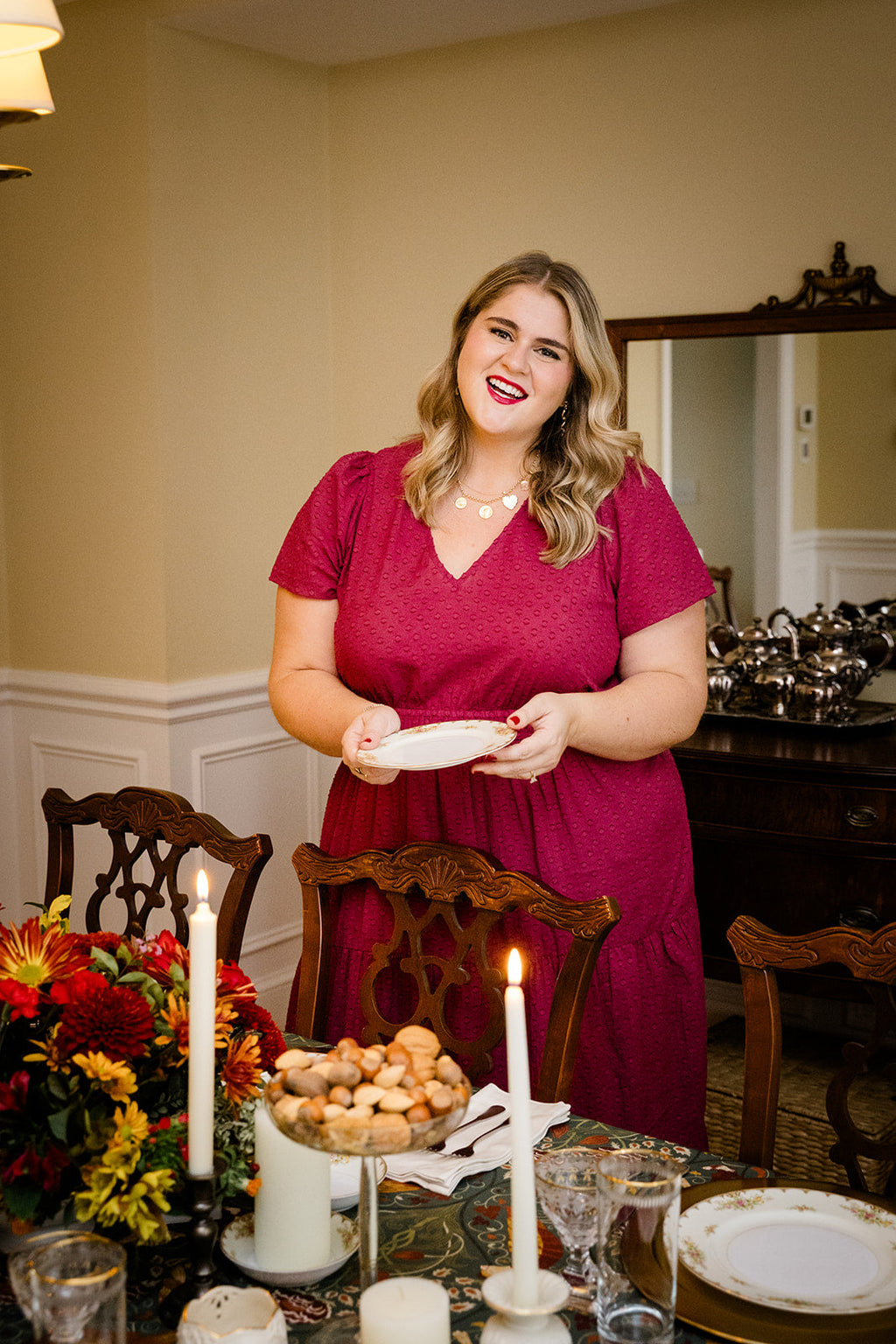 The Sarah Maxi Dress in Sugar Plum Dobby | Puff Sleeve Maxi with Pockets