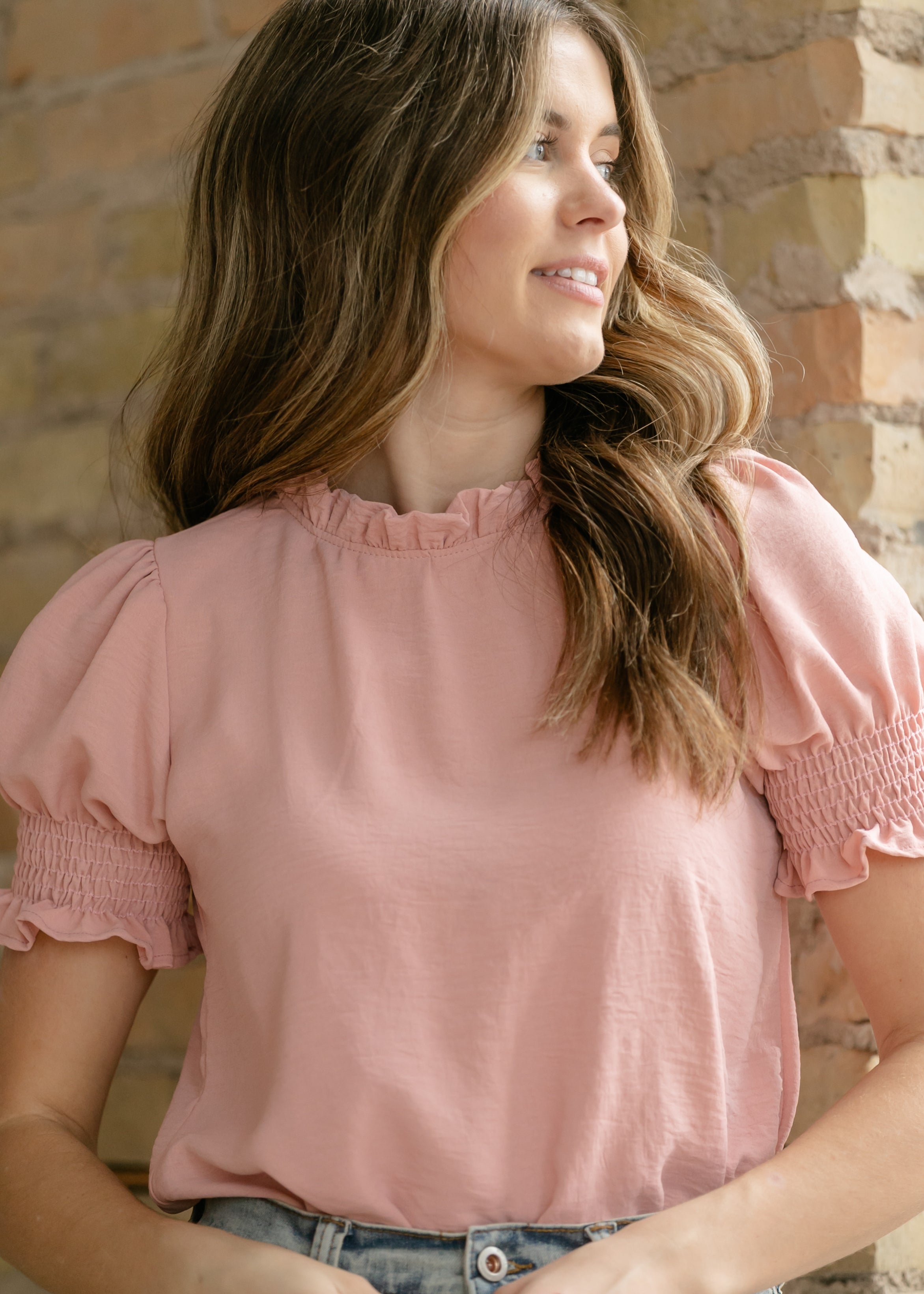 Clara Ruffle Mockneck Short Sleeve Top - FINAL SALE