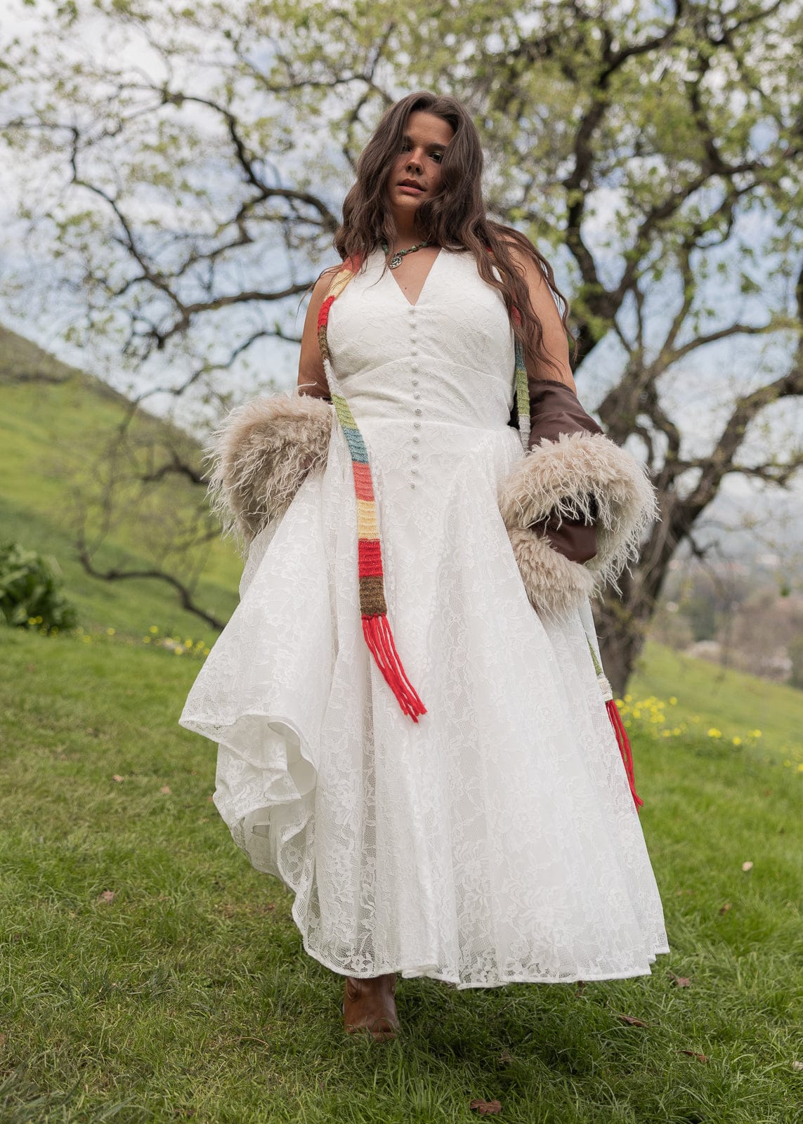 Harlow Lace Midi Dress | White Halter Floral Lace