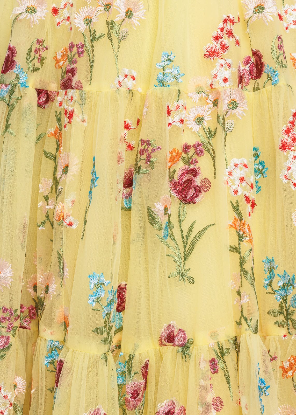 Margaret Floral Midi Dress | Yellow Embroidered