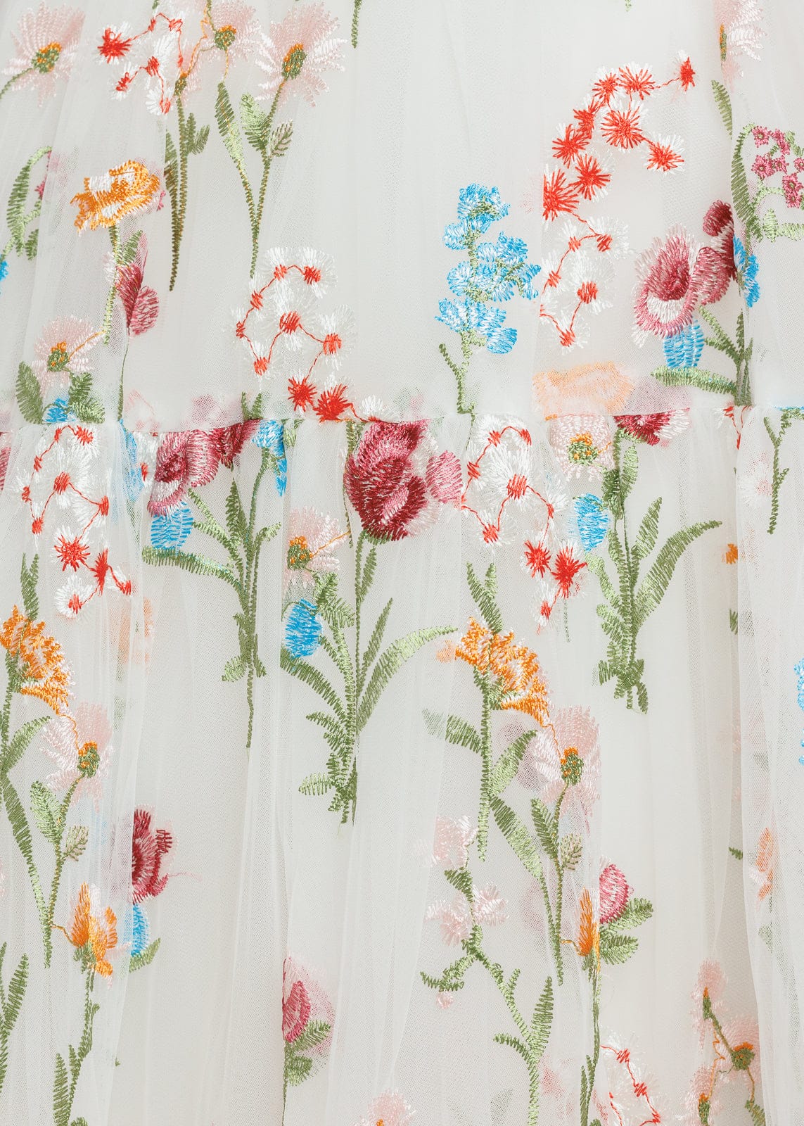 Margaret Floral Midi Dress | White Floral Embroidered