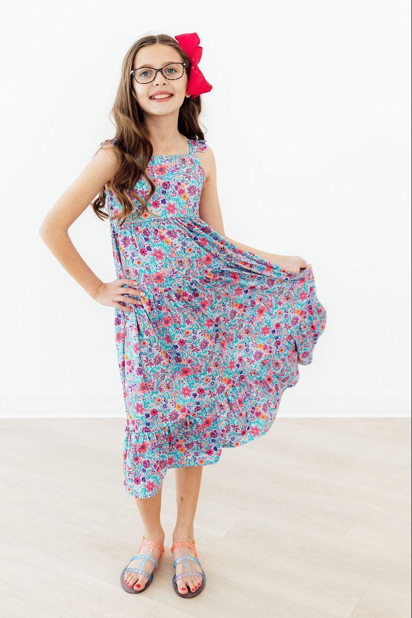 Tropical Garden Ruffle Maxi Dress | Girls Sizes 2T–12