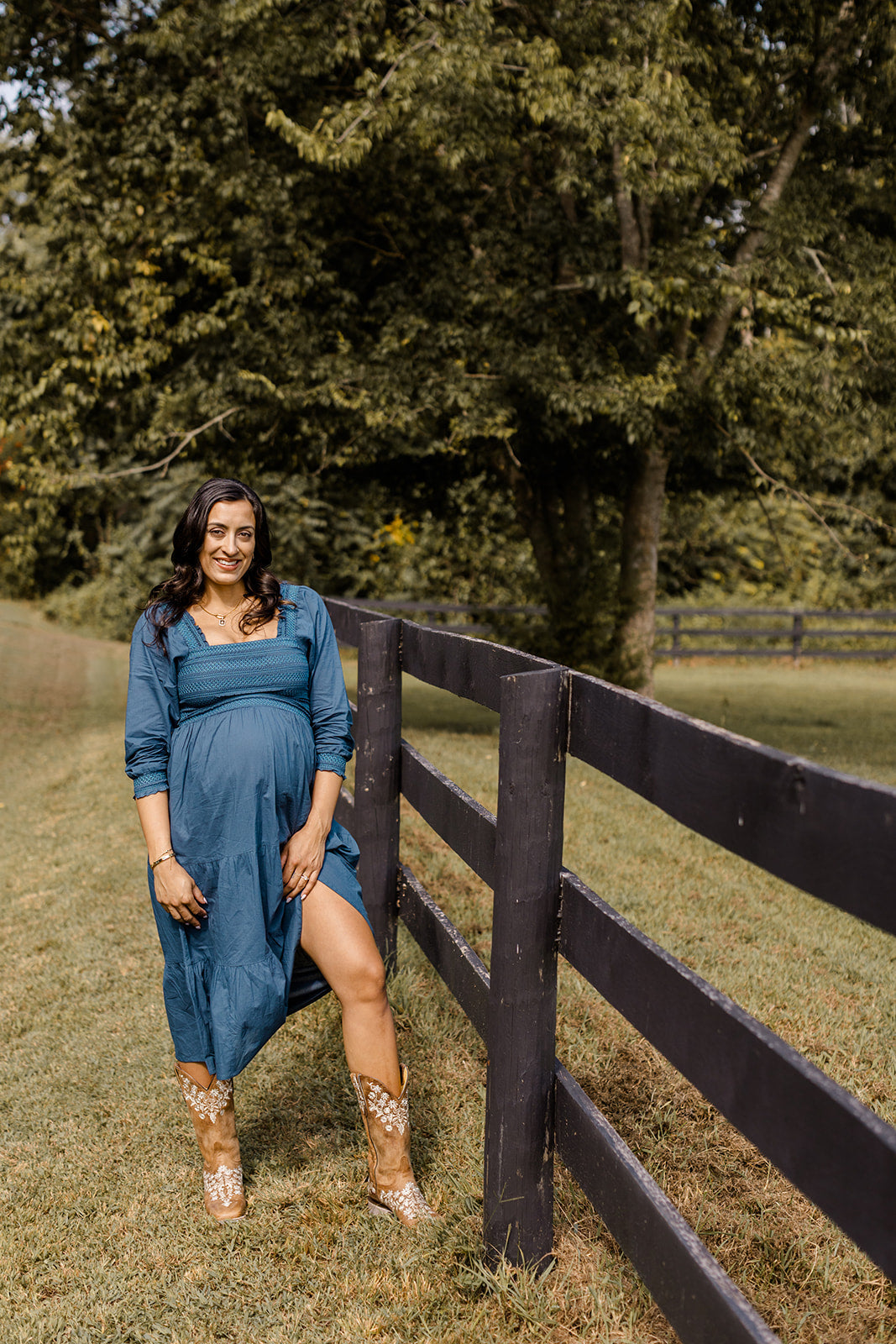 The Jenna Dress in Teal | Embroidered Smocked Midi Dress with Pockets