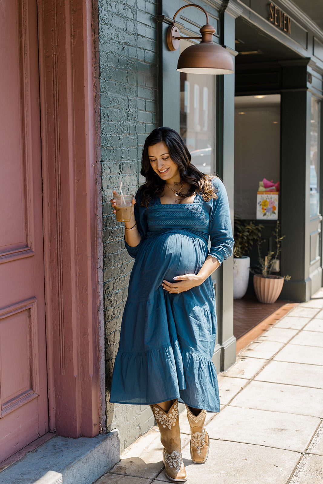 The Jenna Dress in Teal | Embroidered Smocked Midi Dress with Pockets