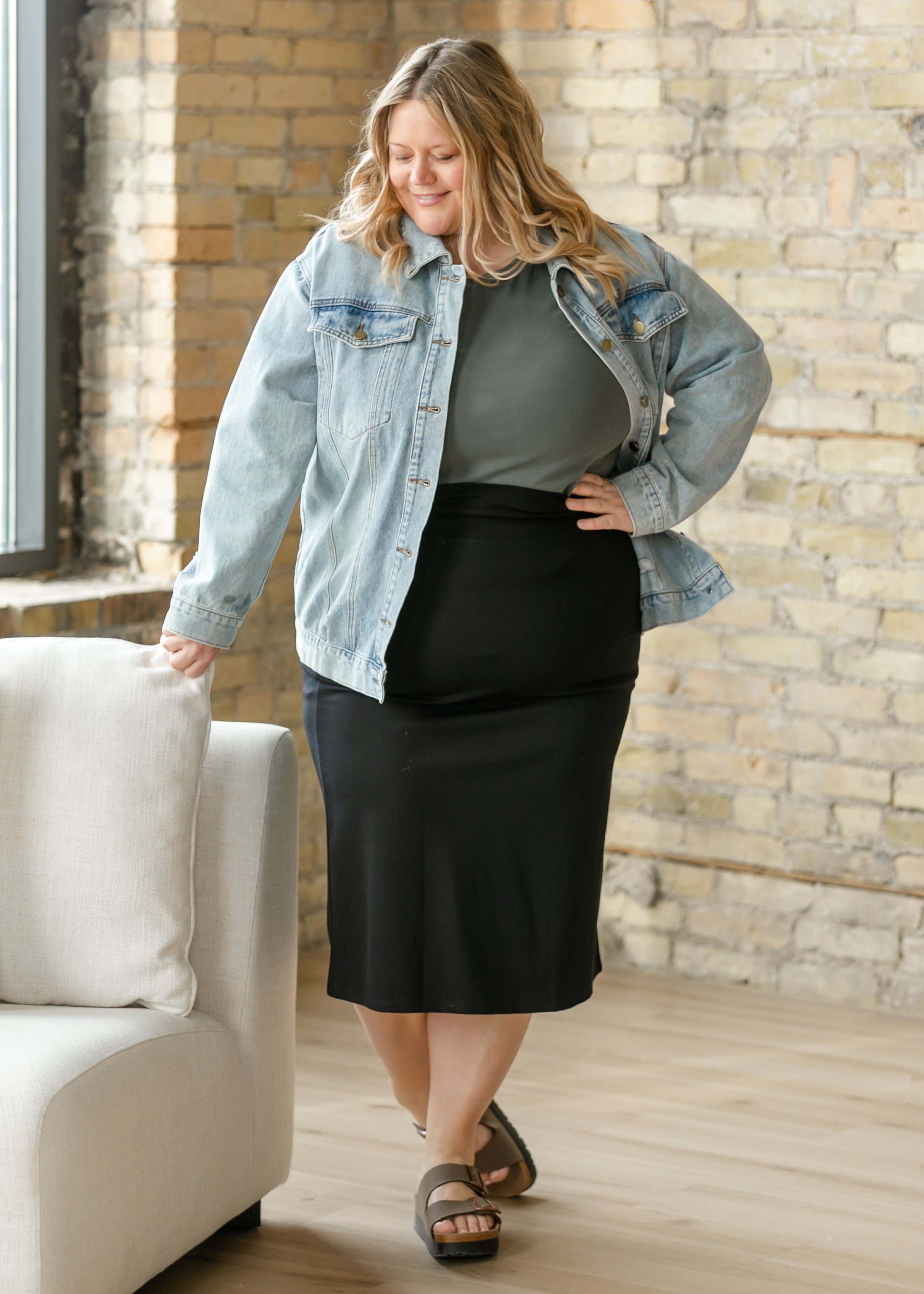 Quinn Black Knit Midi Skirt | Modest & Stretchy