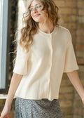 Zadie Ivory Short Sleeve Button Cardigan